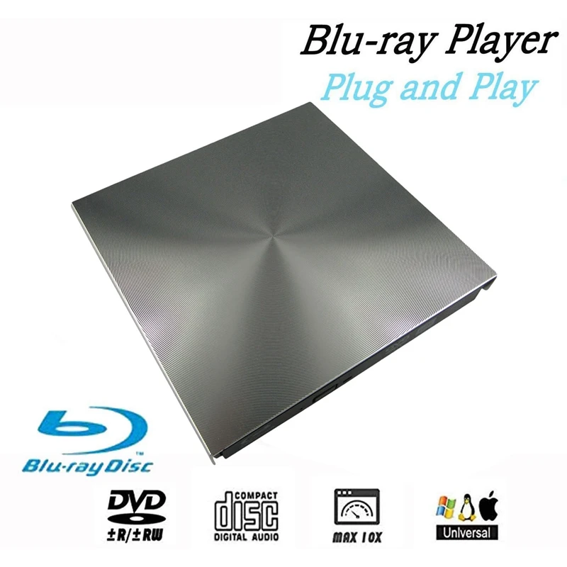 

Внешний 3D Blu-Ray DVD диска USB 3,0 DVD / BD-ROM файлы для CD / DVD RW горелки писатель для Mac OS Windows 7/8.1/10/Linxus, ла