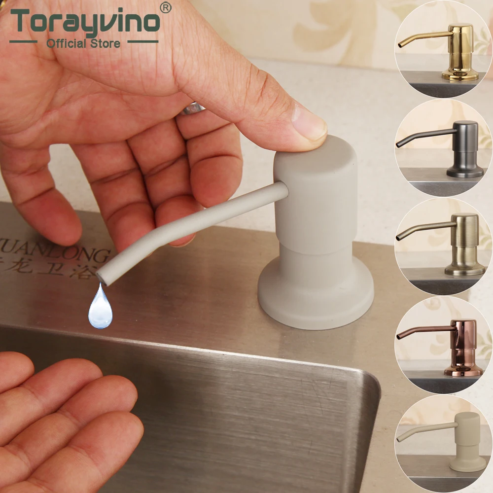 

Torayvino 300ML Deck Mounted Kitchen Soap Dispensers Stainless Steel Pump Chrome Finished Kitchen Built In Counter Top Dispense