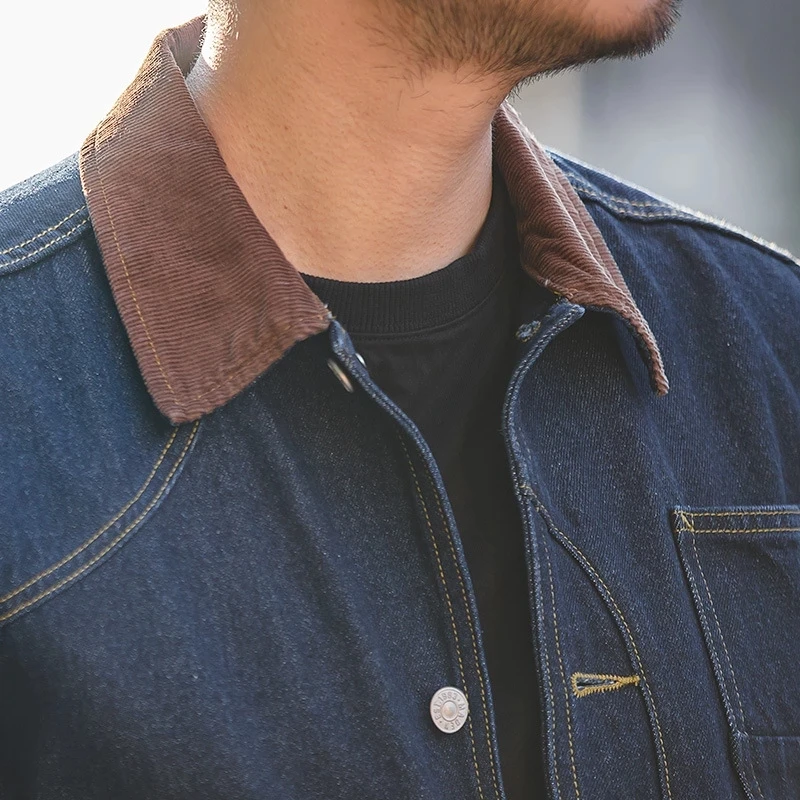 

Maden Denim Jean Jackets For Men Loose Cowboy Casual Vintage Blue Coat Corduroy Cotton Pocket Safari Jacket Man Clothing