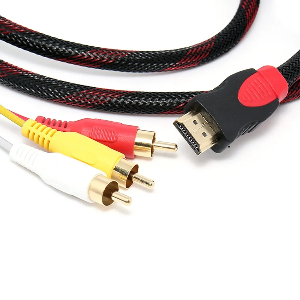 5Ft HDMI совместимый штекер к 3 RCA Видео Аудио AV кабель адаптер для ТВ HD TV DVD 1080P с 24K