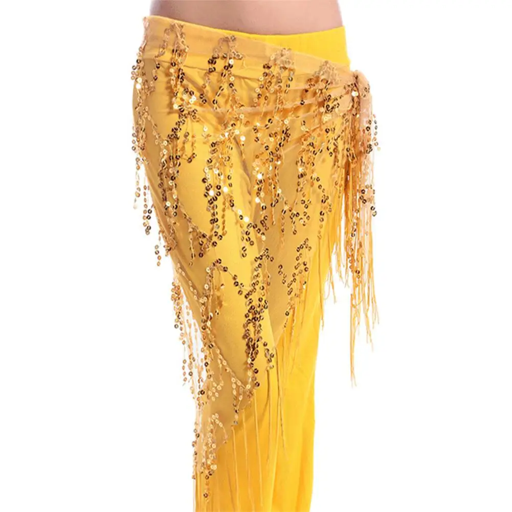 Женский пояс для танца живота треугольный с бахромой и блестками живота| |