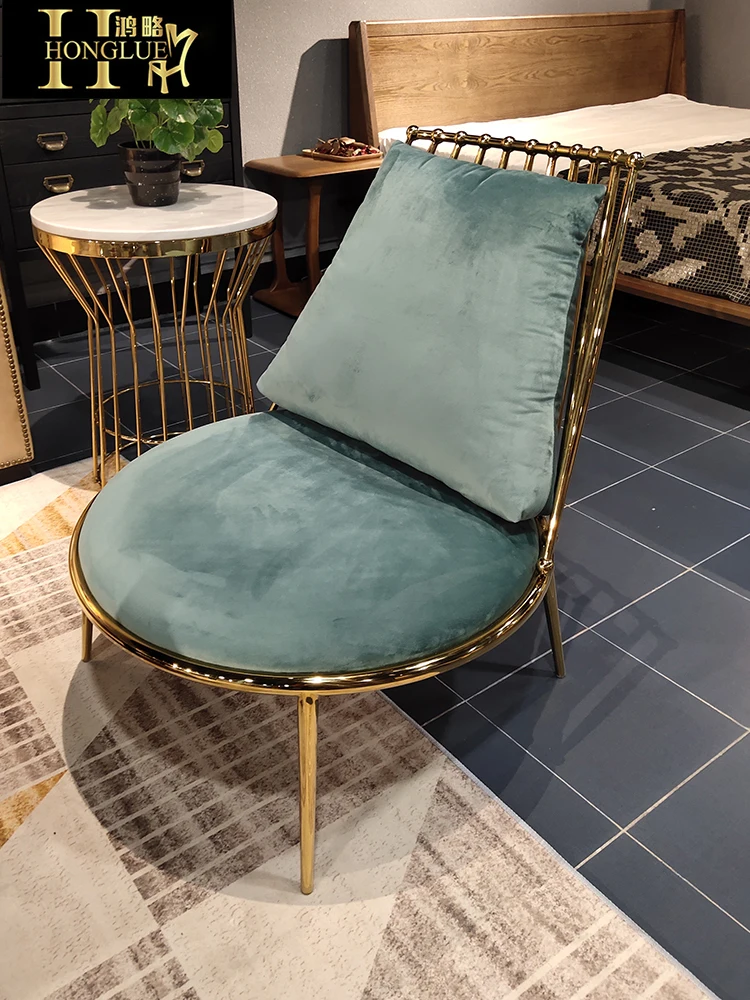 

zq Modern Minimalist Sofa Chair Living Room Bedroom Lazy Bone Chair Light Luxury Fabric Balcony Backrest Leisure Chair