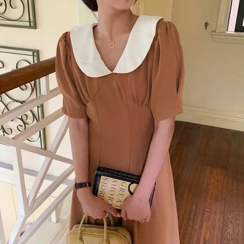 

New Summer Women Vintage High Waist Casual Boho Puff Sleeve Holiday Dress