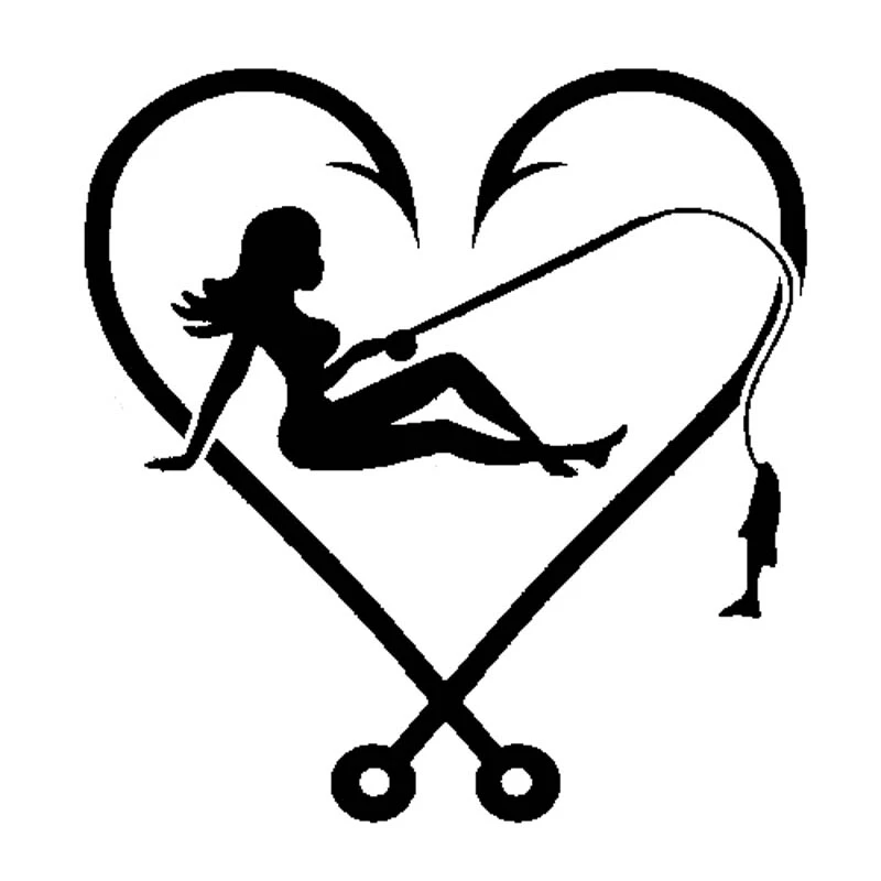 

Car Stickers I LOVE FISHING SEXY GIRL HOOK HEART FISH FISHING LINE Vinyl Decals Car Sticker Black/white Lovely,13cm*13cm