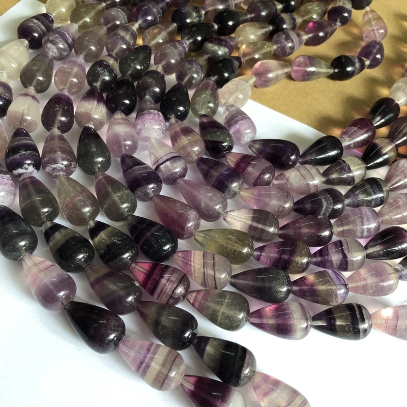 Natural Flourite Beads Gem stone Beads 14x24mm Rainbow Fluorite Teardrop Beads Gem stone Jewelry Making Beads 15