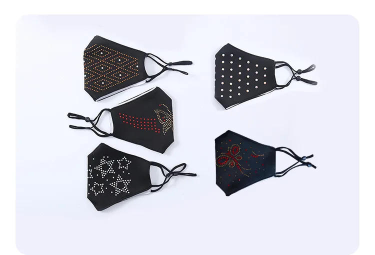 

New diamond fashion pattern cotton mask five patterns summer sunscreen dustproof thin section breathable belt drill mask