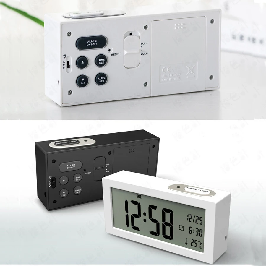 Батарея цифровые часы-будильник для Спальня 2 &quotЖК-дисплей Дисплей прикроватный