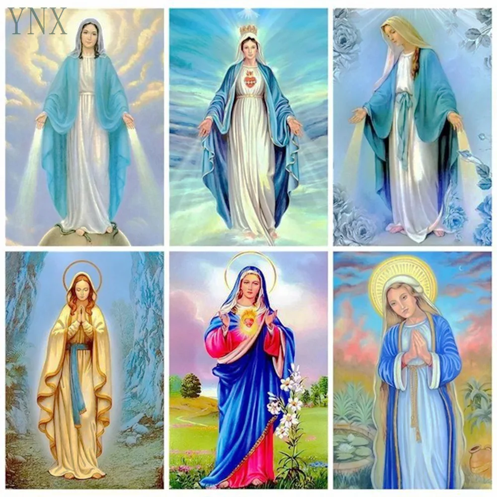 

YNX diamond painting sticker portrait Religious cross stitch Rhinestone embroidery Family decor gift mural for children 5D diy