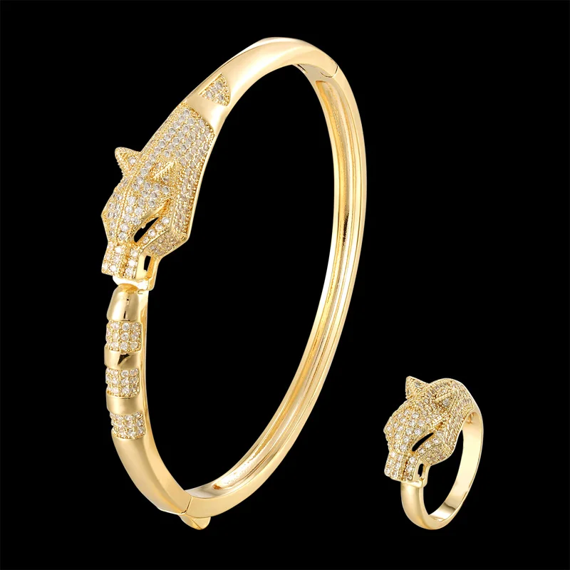 Женский леопардовый браслет и с кольцом Свадебные Ювелирные наборы высокого