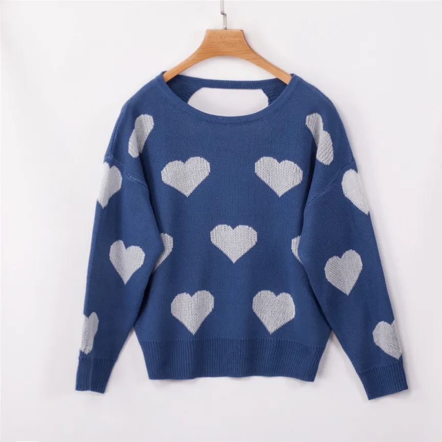 Женский свитер осень-зима 2019 модный уличный белый вязаный пуловер с сердечками