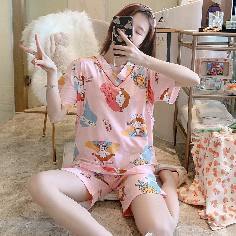 Осенний комплект для беременных и кормящих матерей Пижама Послеродовая Ночная