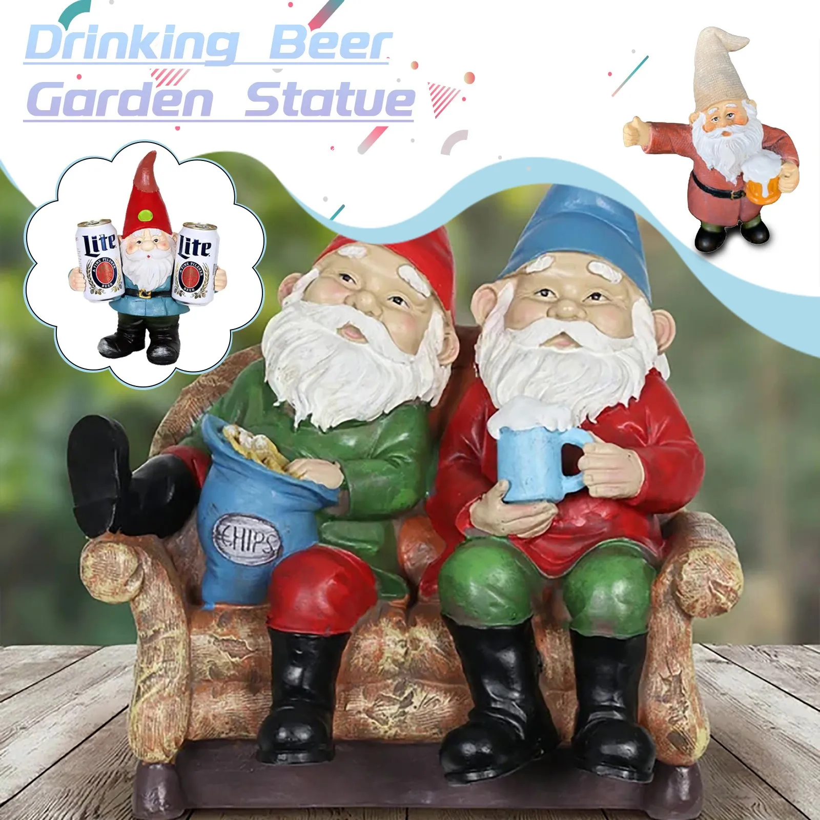 

Fairy Garden Drunk Gnomes Miniature Ornaments Set Mini Dwarf Statues for Planter Flowerpot Decor Accessories