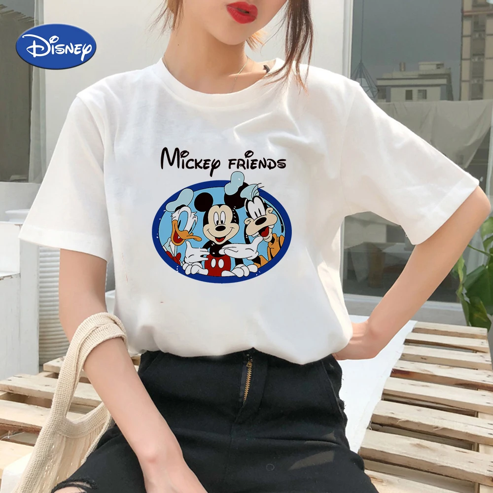 

Disney Mickey Mouse Women's T-shirts Edgy Shirt Summer Top England Streetwear Fashion Hipster Clothes 2021 Family Look Comfy