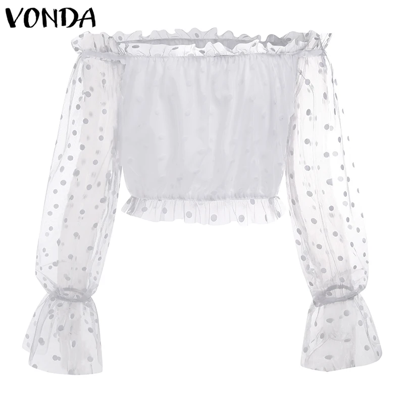 Открытые блузки 2021 VONDA женское сексуальное платье с открытыми плечами в