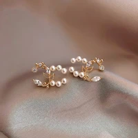 earrings for women small fragrance petals pearl crystal stud earrings women fashion jewelry wholesale