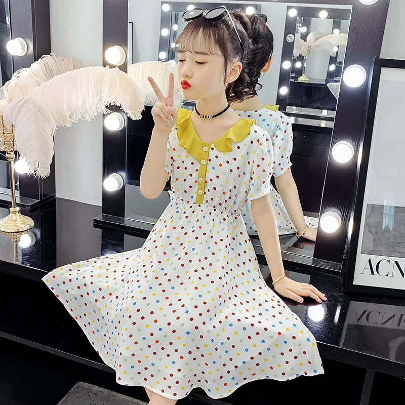 

Girls chiffon dress 2021 new summer dress in the long section beach children in the big children's sweet floral skirt