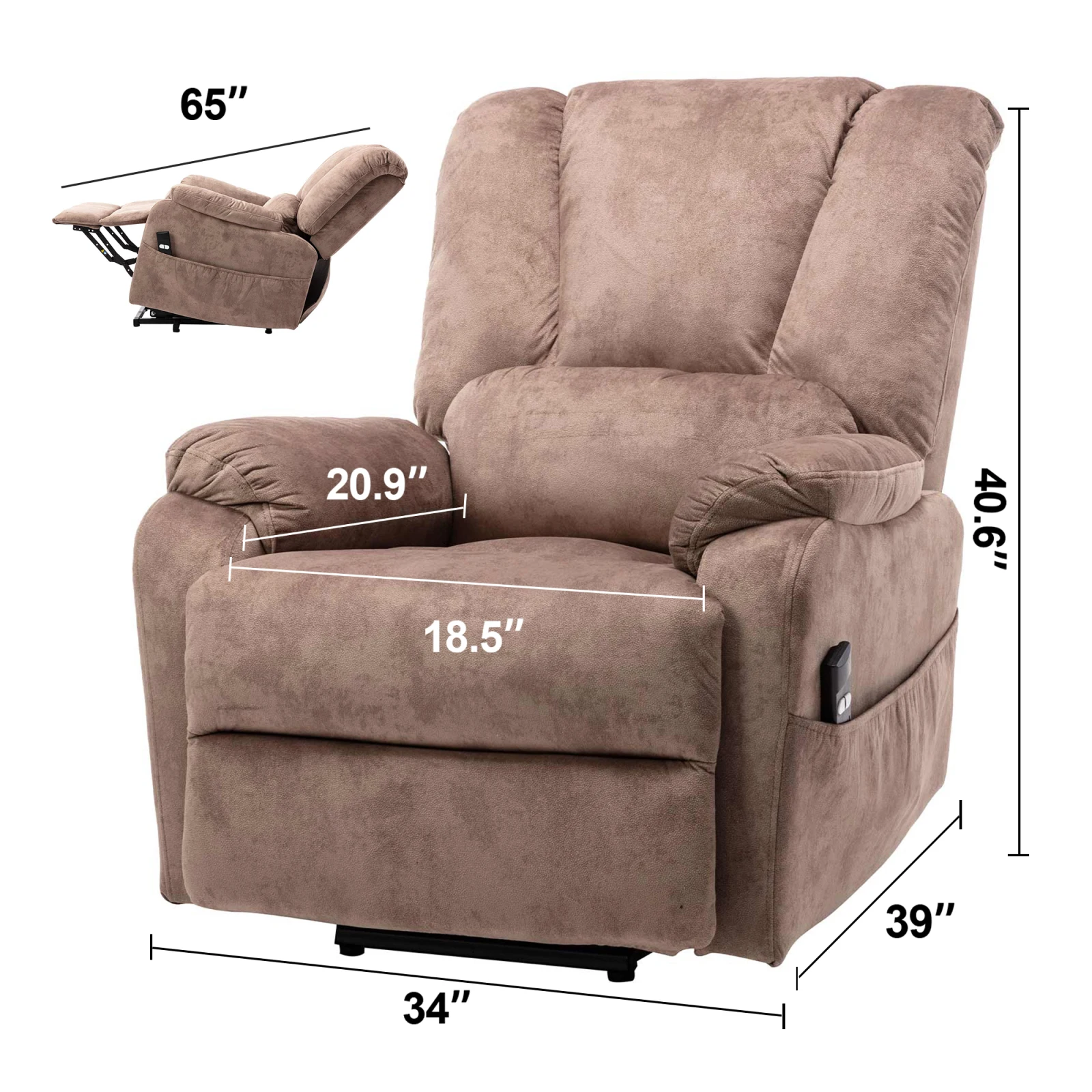 

Power Lift Chair Reclining Chair Sofa Electric Recliner Chairs with Remote Control Soft Fabric Sofa Livingroom Bedroom Furniture