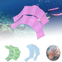 1pair unisex frog silicone half finger hand uncut duck paw hand fins flippers finger webbed gloves paddle water sports