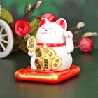 2,5 дюймов Китайский Lucky Cat богатство развевающийся тряски ручной Fortune Добро пожаловать Cat Craft скульптура кошки статуя домашний Декор автомобилей орнамент
