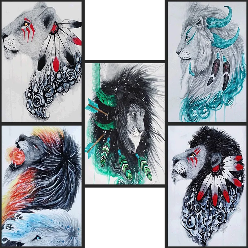 

5D full Diamond Embroidery Lions Cross Stitch DIY Diamond Painting Diamond Mosaic Home Decor Christmas
