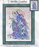 joan elliott je271 winter geisha 41 51 cross stitch set diy kit embroidery needlework craft packages cotton fabric floss