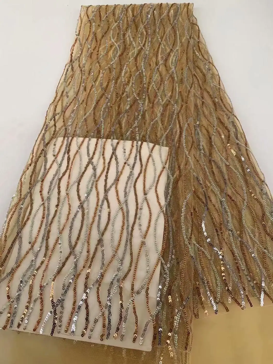 2019 горячий стиль тюль сетка золотые блестки вышивка кружевная ткань Сделай Сам