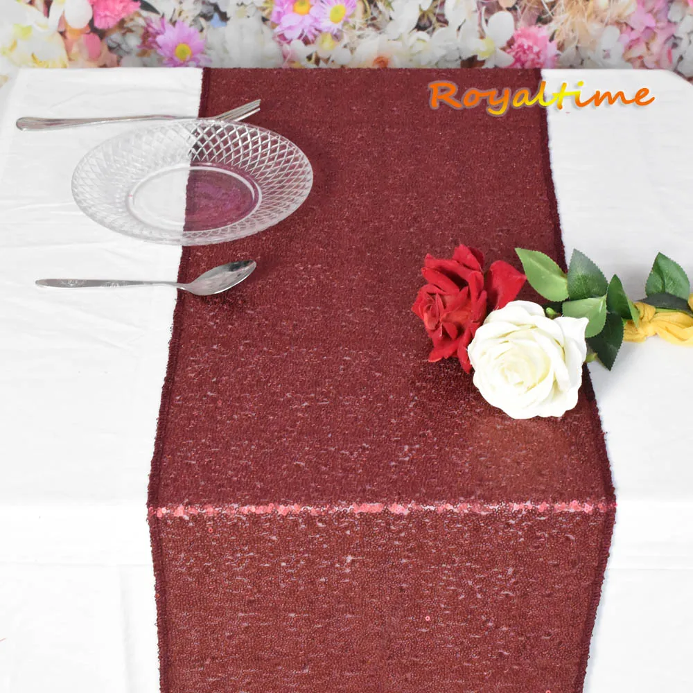 30x180cm Christmas Green/Fuchsia/Burgundy/Rose Gold Sequin table runner for Party table cloth Weddings Decoration Table Runners