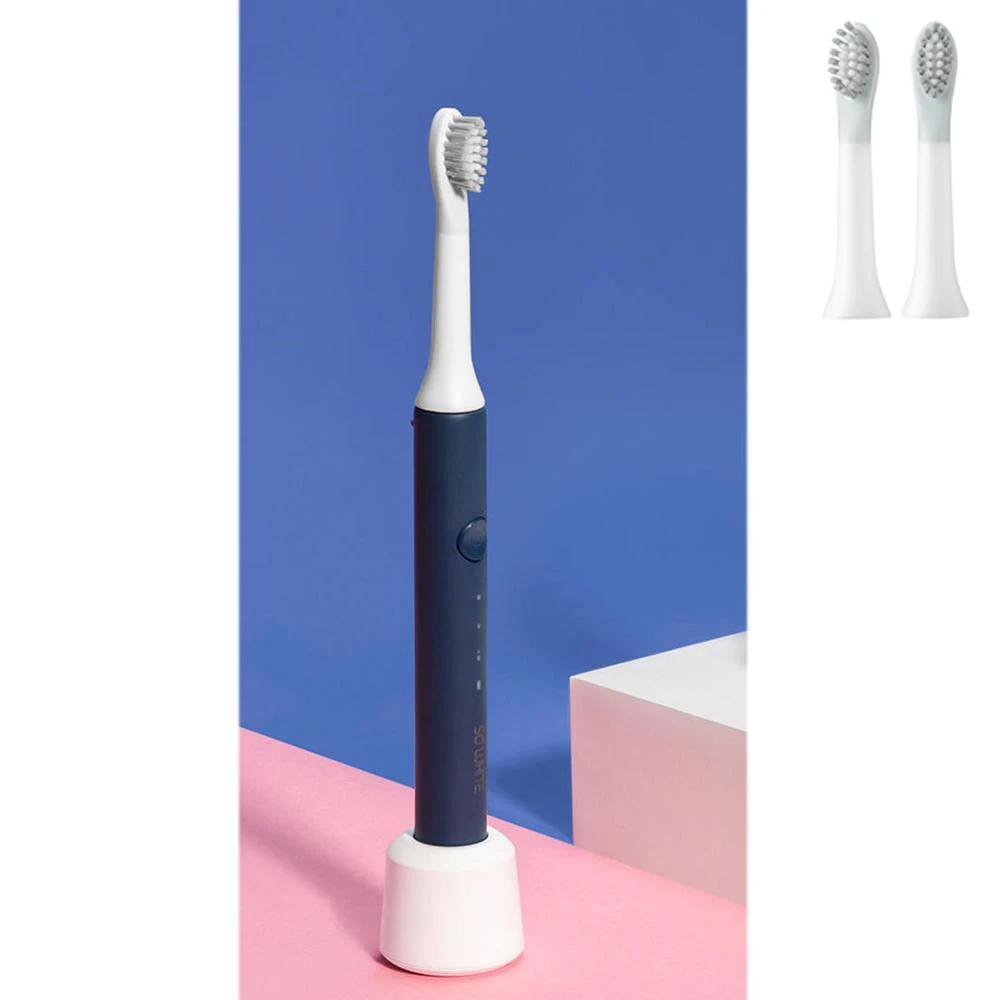 Blue add 2 heads Xiaomi So White звуковая электрическая зубная щетка IPX7 с водонепроницаемым датчиком зарядки, портативная щетка Du Pont, долгая работа в режиме ожидания, 50 г - Цвет: Blue add 2 heads