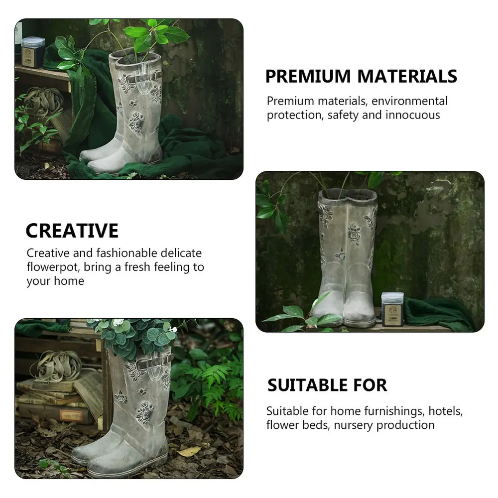 

1Pc Decorative Flowerpot Garden Plant Pot Rainshoes Shaped Flower Implement Gray