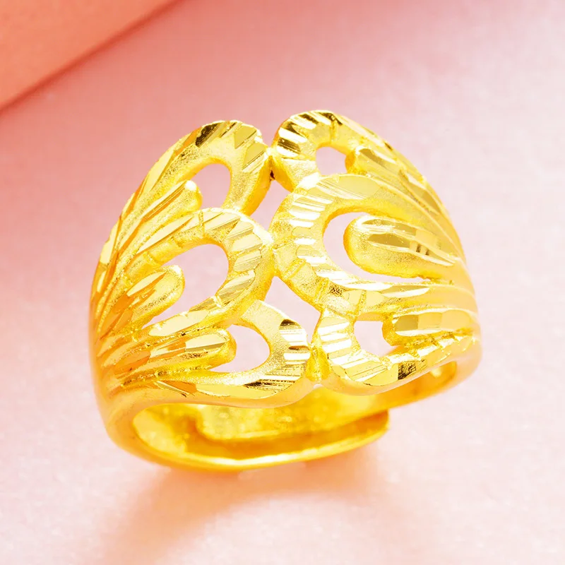 Фото Женское золотое кольцо с хвостом Феникса покрытое 24-каратным золотом | Украшения