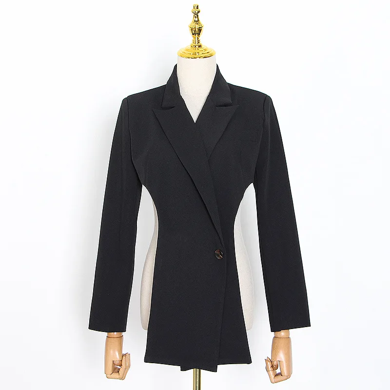 

Women Black Cross Bandage Short Blazer New Open Back Long Sleeve Loose Fit Jacket Fashion Spring Autumn 2020 Designer LT512S50