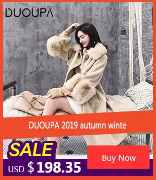 DUOUPA2019 зимнее Новое темпераментное меховое пальто для женщин из лисьего меха с капюшоном, меховое пальто для стрижки овец, длинное толстое пальто, Корейская версия тренда