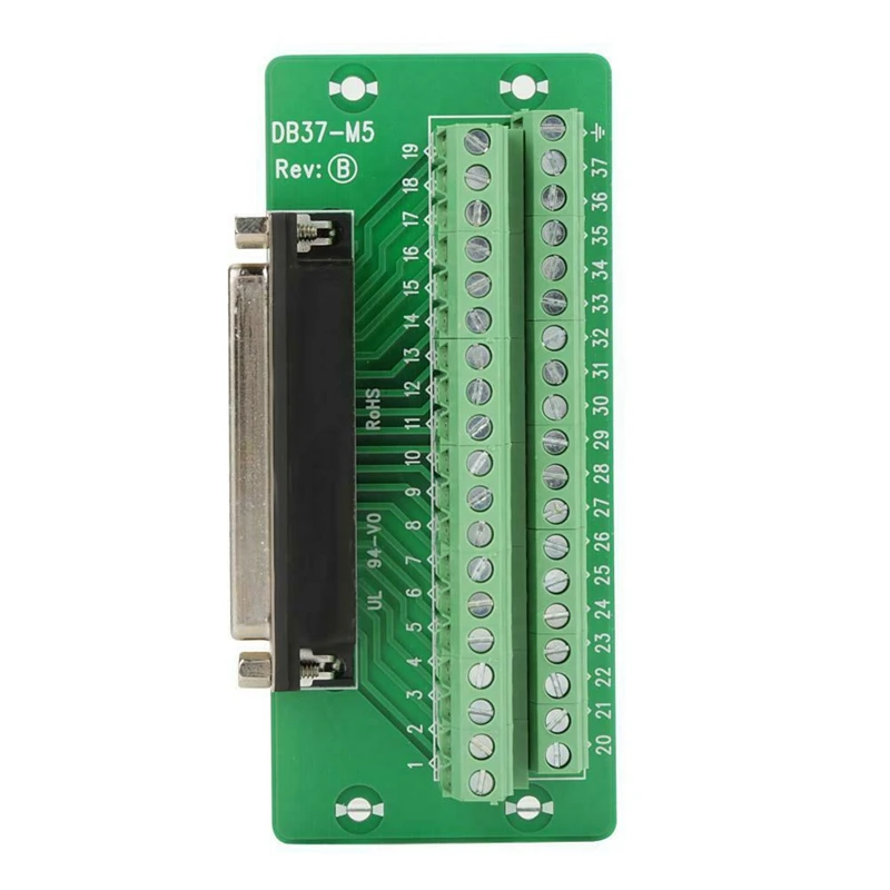 DB37 Breakout Board DIN Rail Mount Module Female Header Terminal Block коннектор|Детали и аксессуары для