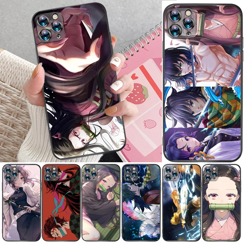 

Demon Slayer Kimetsu No Yaiba Kamado Tanjirou Agatsuma Zenitsu Kamado Nezuko Phone Case For iPhone XR XS Max Funda Cases