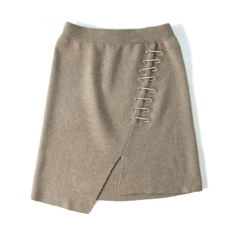 

SuyaDream Women Winter Knitted Mini Skirts A-Line Irrugular Length Pin Skirt 2019 New