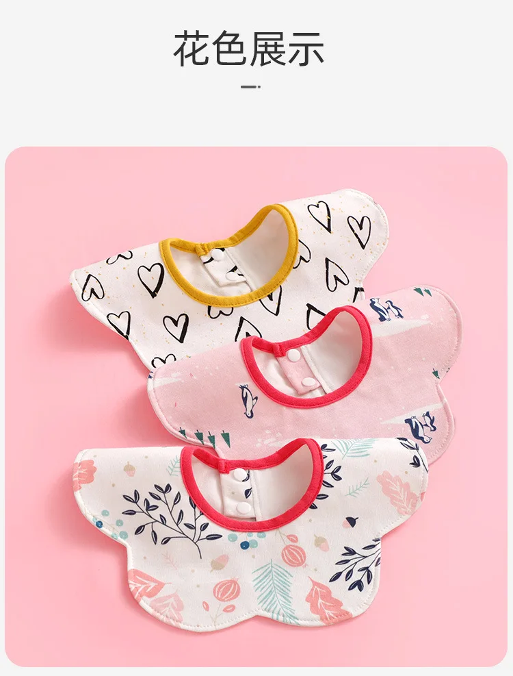 

100% cottonWaterproof bib cotton gauze cotton children's petals baby bib baby 360-degree swivel saliva towel bib