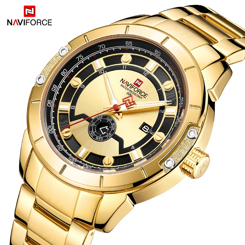 NAVIFORCE мужские часы Топ люксовый бренд водонепроницаемые кварцевые из