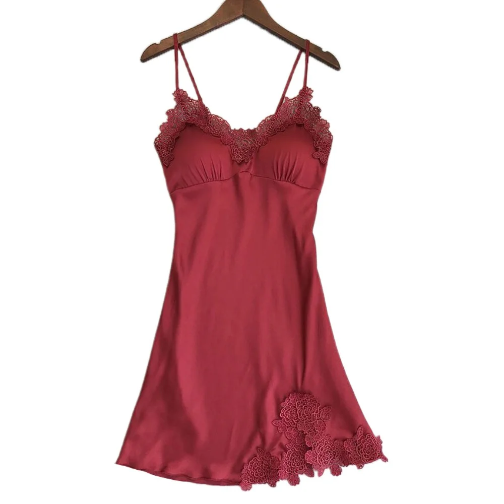 

Women's Sleeveless Sexy Lace Printed Nightdress Summer Ice Silk Fashion Casual