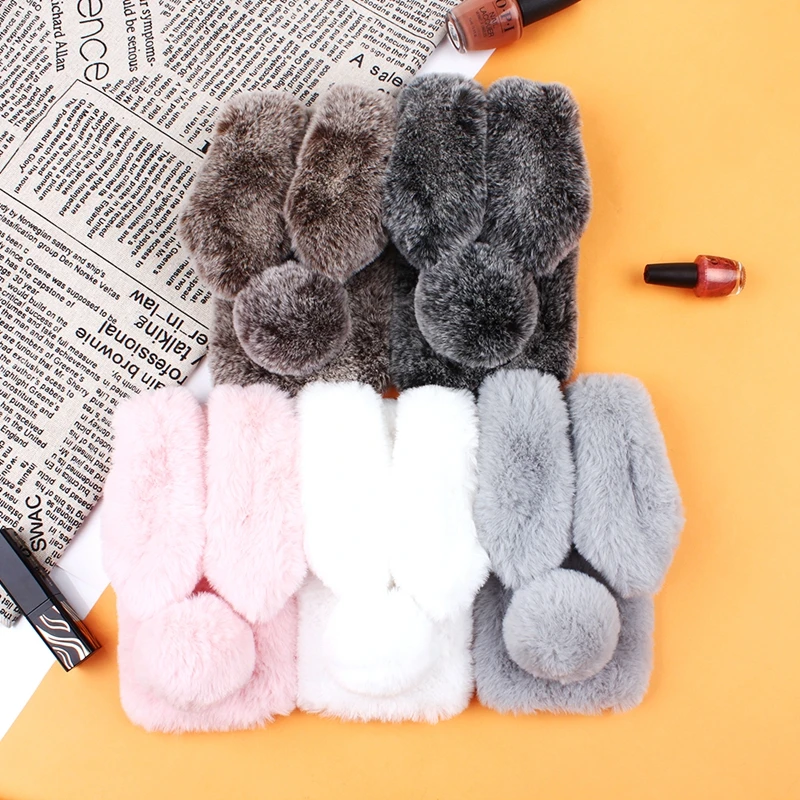 Милый плюшевый чехол для телефона с кроличьими ушками Etui Samsung Galaxy Note 10 Plus 9 8 теплый