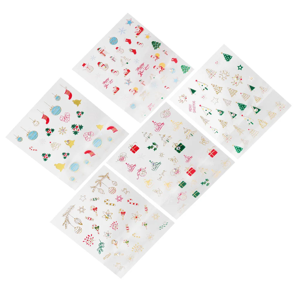 

1 Set of Christmas Manicure Stickers Nail Art Decals Rhinestone Manicure Decor DIY Nail Art (01+02+03+04+05)