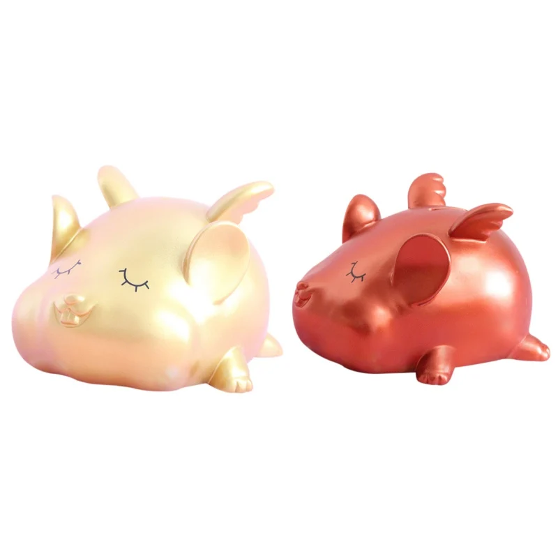 Маленькая золотая мышь копилка мультяшная милая коробка для монет детский