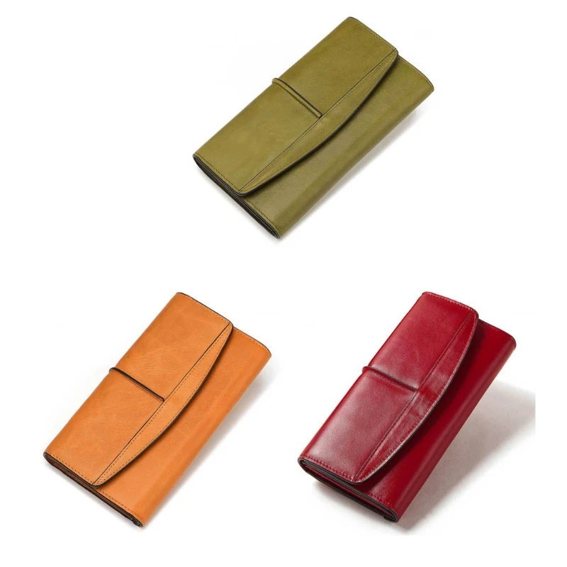 

RFID Women Genuine Leather Long Wallet Phone Card Holder Checkbook Organizer