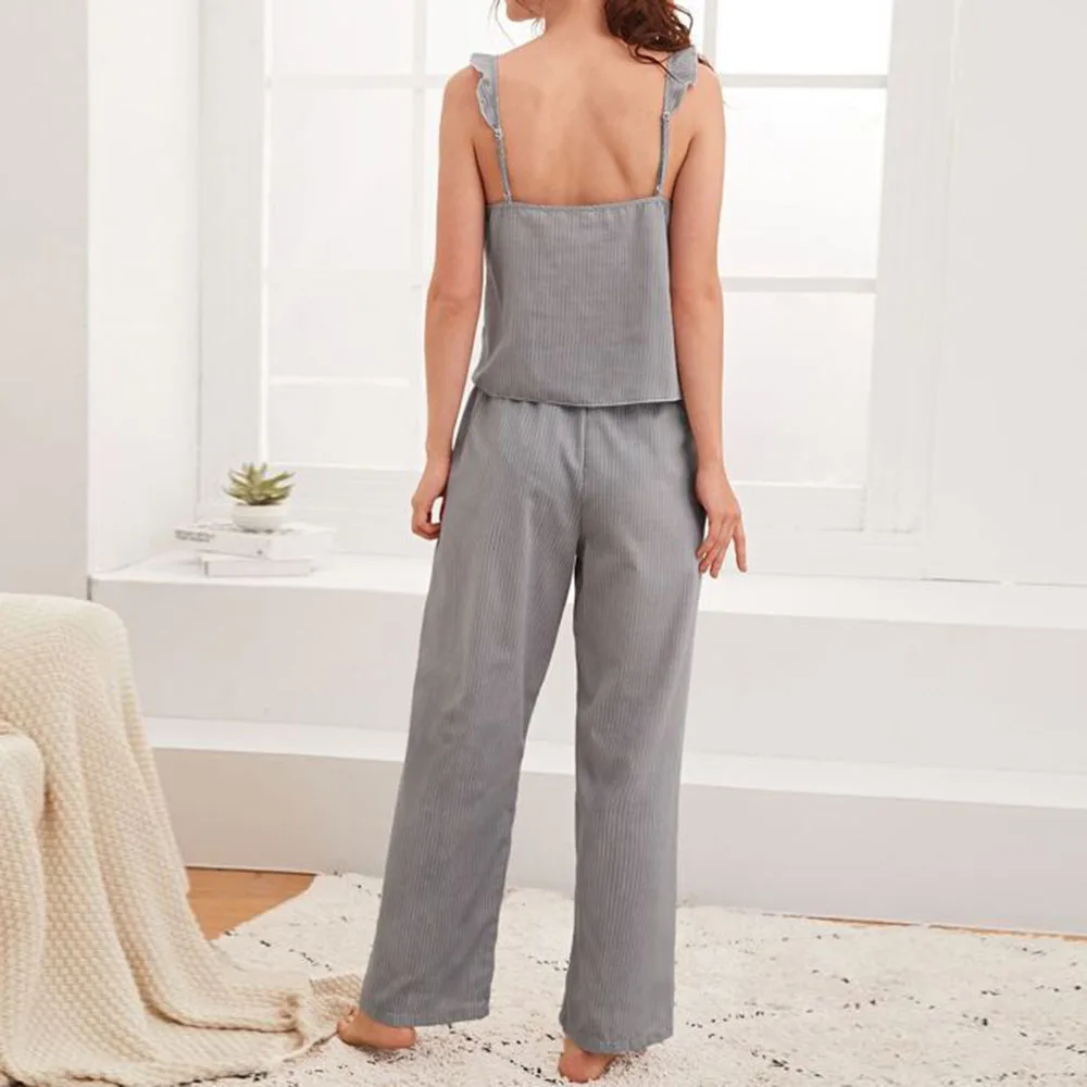 Пижамный костюм 2020 новые пижамы женские летние сексуальные Полосатые брюки с