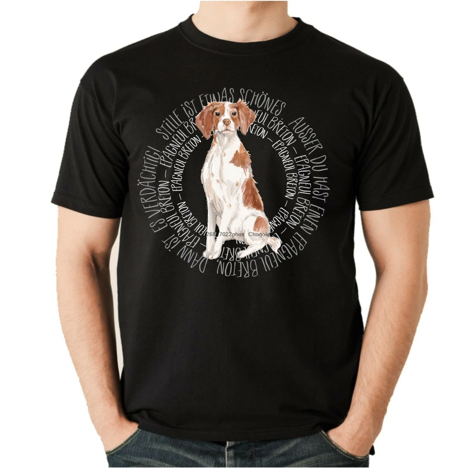 

T Shirt Circle Epagneul Breton Watercolor Brittany Spaniel Unisex Dog Dog Motif