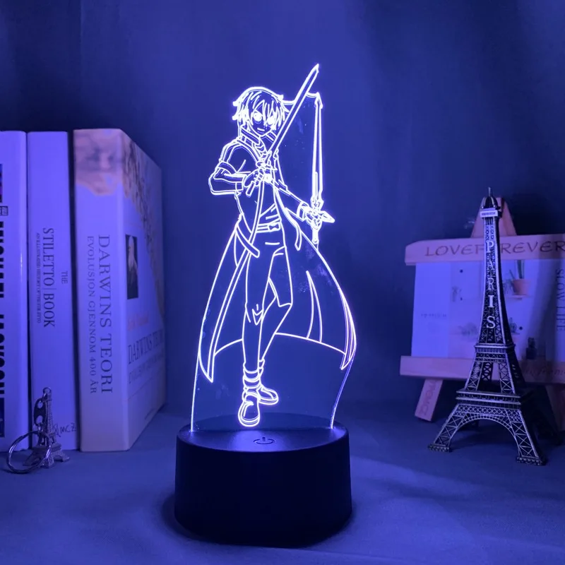 

Anime Led Night Light Sword Art Online Kirito for Bedroom Decor Gift Colorful Nightlight Manga 3d Lamp Kazuto Kirigaya