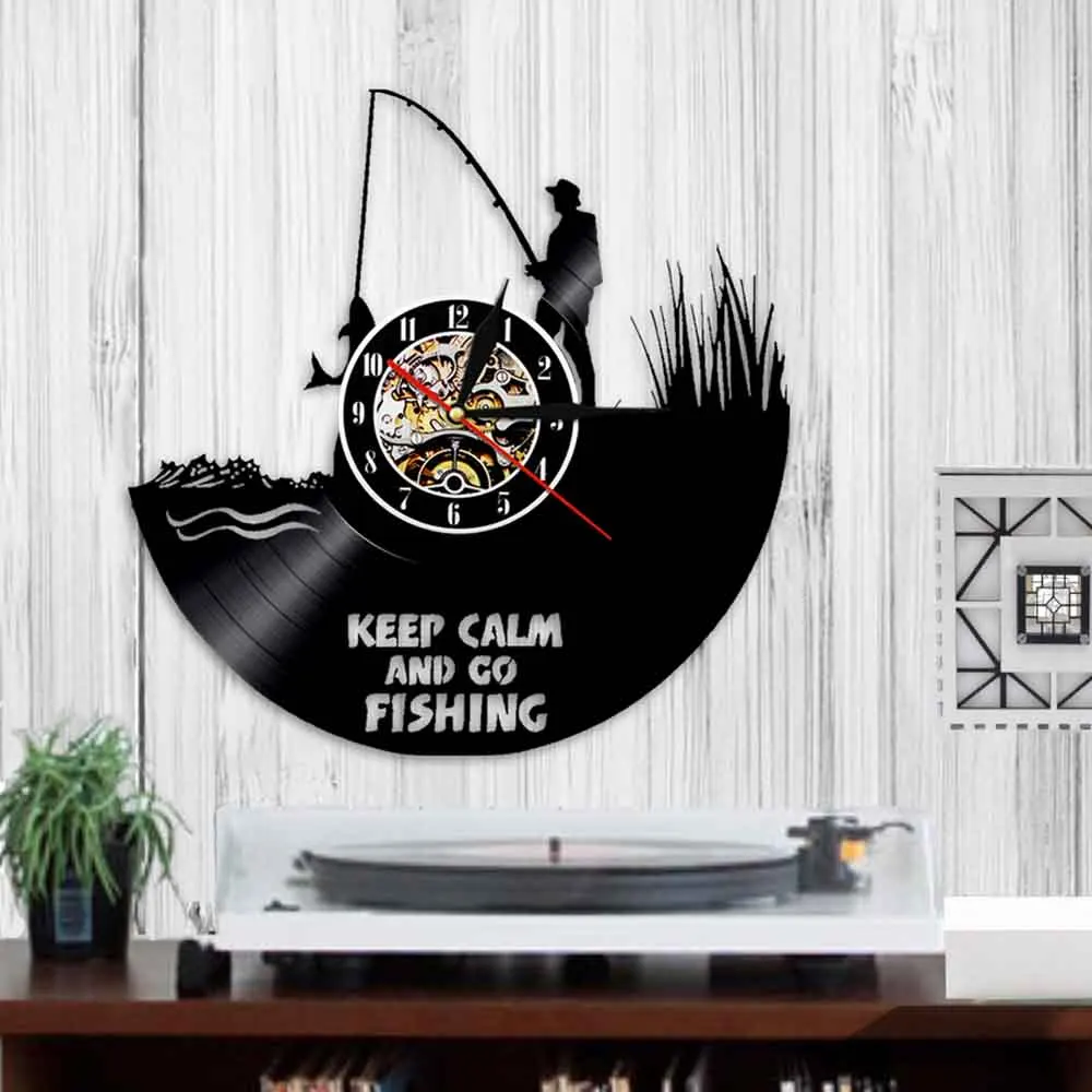 Настенные часы Keep Calm And Go для рыбалки настенные ручной работы в стиле ретро с