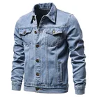 Высокое качество Мужская джинсовая куртка размера плюс 5xl-M повседневные однотонные Цвет с лацканами однобортная джинсовая куртка мода Slim Fit Куртка пальто