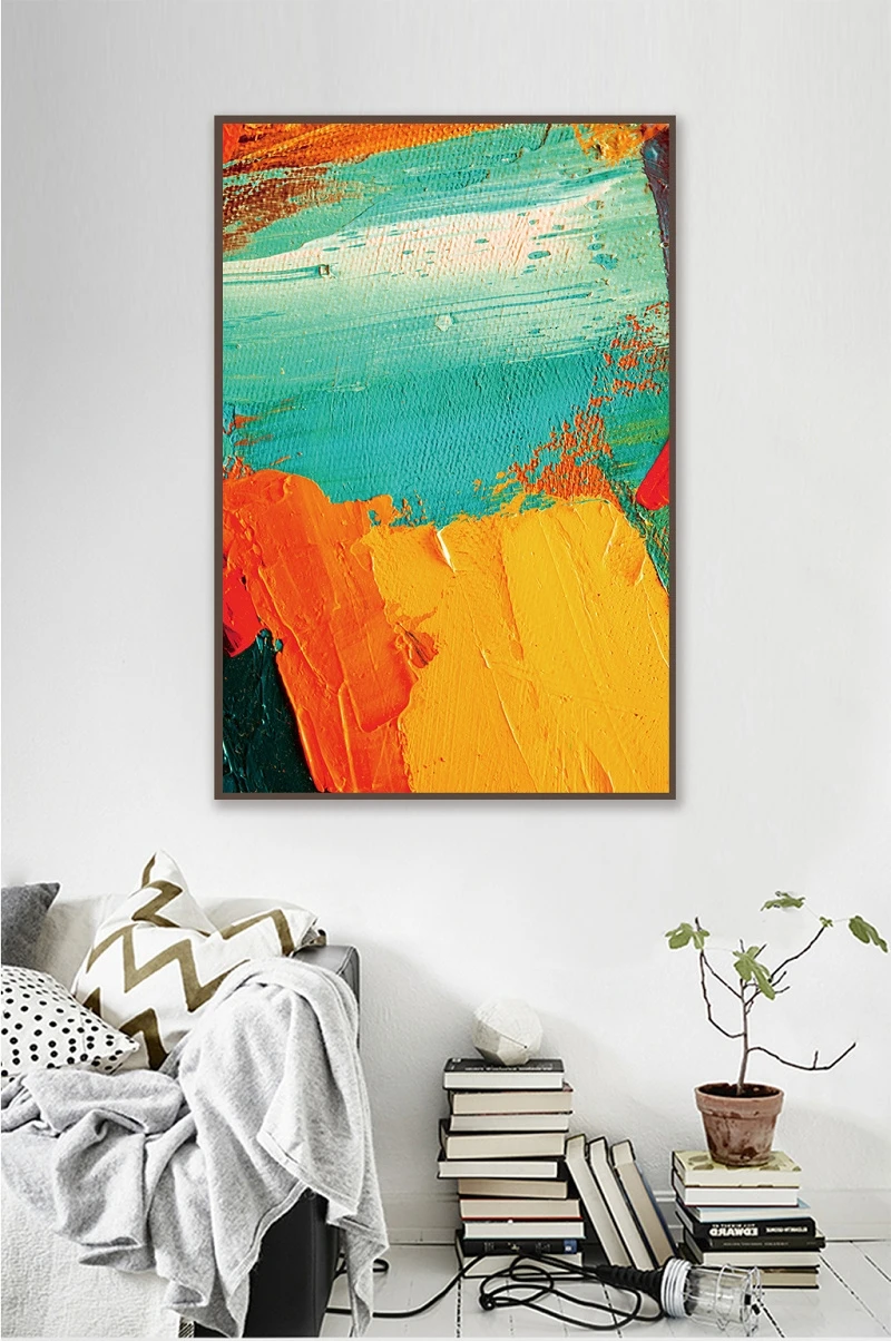 

Posters And Prints Wall Art Modern Abstract Color Blue Yellow Orange Canvas Print Painting Pictures Living Room Home Decor Mural