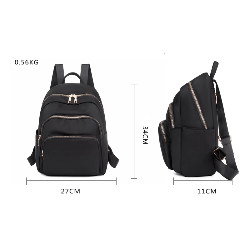 Повседневный Рюкзак из ткани Оксфорд для женщин черные водонепроницаемые