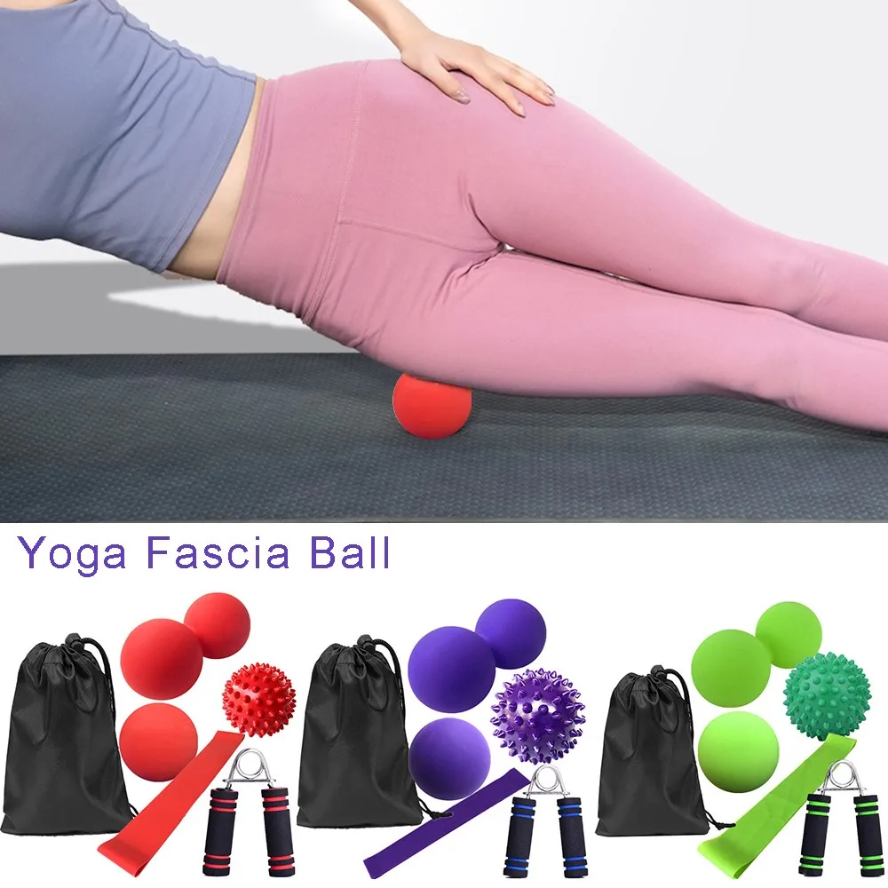 

Yoga Supplies Set PVC Spiky Massage Ball Trigger Point Sport Fitness Hand Foot Pain Relief Plantar Fasciitis Reliever